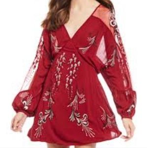 FREE PEOPLE Bonjour Embroidered Mini Dress